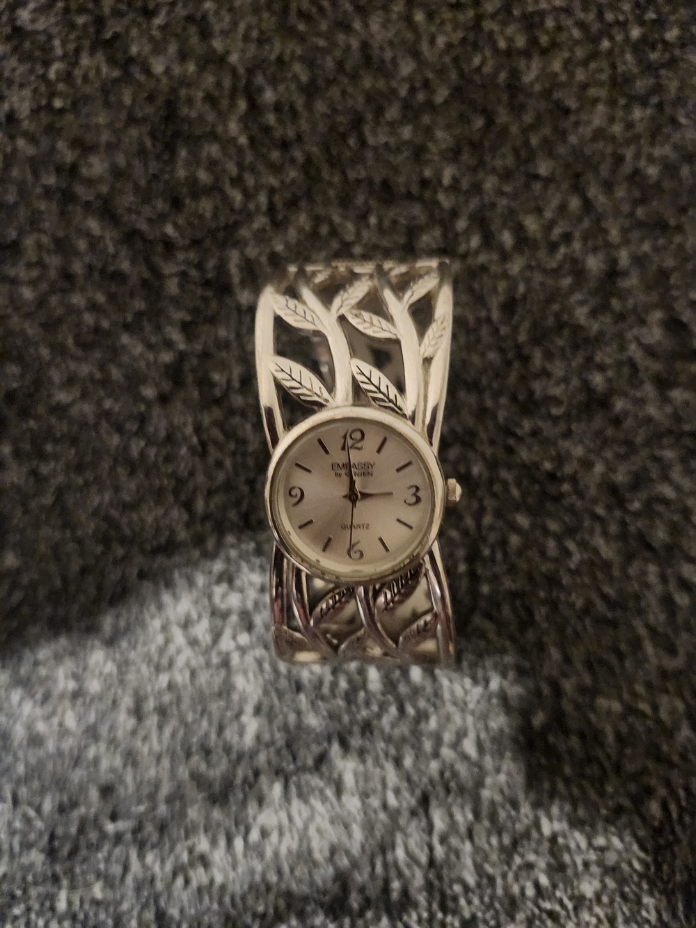 Silver Leaf Cuff Bracelet Watch - Silver